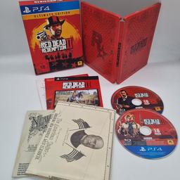 Verkauft wird die Ultimate Edition von dem Spiel Red Dead Redemption 2 für die Playstation 4. 
Alles in absolut neuwertigem Zustand. Alle Details entnehmen Sie den Bildern. Bei weiteren Fragen schreiben Sie eine Nachricht.