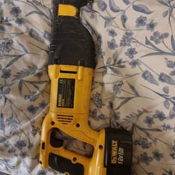dewalt reciprocating saw 2.4ah nicad battery 18v no charge. used works battery still works but doesn't hold for as long as it once did. was £25 but reduced to £20 that's was low as I will go. no offers thanks