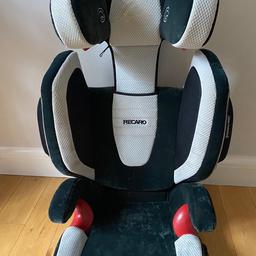 This is an isofix recaro car seat this has been used and has a few marks on the seat as shown in picture 
The speakers don't work but it is such a solid car seat and my daughter still uses hers and she is 8 (bought two for separate cars but don't need both now)