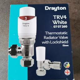 Drayton TRV4 Thermostatic Radiator Valve in white with Lockshield 15mm 

brand new not out of box
