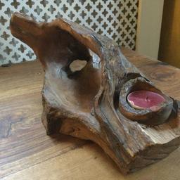 Beautiful unusual wooden tea light holder. Approximately 35cm x 20cm. Good condition. Collection only please.