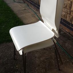 2 white wood and chrome chairs
collection only