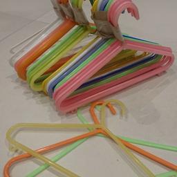 40 multicoloured Kids plastic coat hangers. 
approx 29.5cm at the widest point. 
2 small hooks on the base of most of the hangers. 
All in good condition. 
Collection only from postcode B60