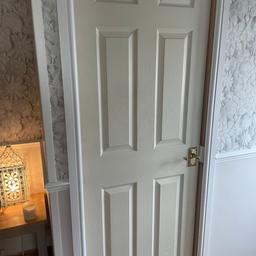 6 panel white interior doors, with brass handles and hinges. 6 in total all good clean condition just need a lick of paint. 78 x 27 inches. FREE to collector.
