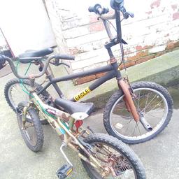 2 bikes in fair condition, needs some maintenance as the chains have become rusty hence the cheap price
one 10 ins , and one is 16 ins pet and smoke free
pickup L8