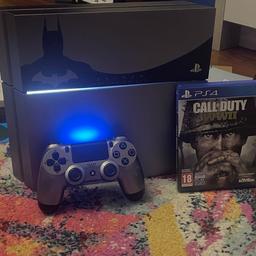 Limited edition PS4 console, comes with controller and COD WW2 game. HDMI and power lead.
Would prefer local collection but can post.

Payment via Shpock wallet, PayPal or cash on collection