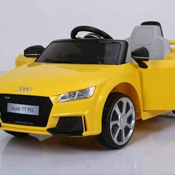 Specification – Ride On Fully Licenced AUDI TT RS 12v with Parental Remote Control

Opening doors – Opening doors just like the real AUDI TT RS.

Working suspension – Realistic and fully working rear suspension.

2.4G Bluetooth Parental remote control – The car can be used with the in-car controls, using the pedal, forwards/reverse switch and steering wheel, or can optionally be used remotely with the parental control. The parental remote uses Blutooth technology