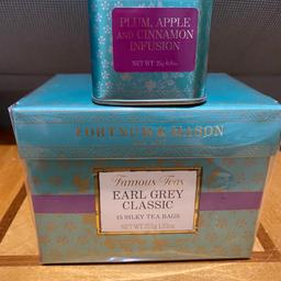 Brand new not opened
Earl grey silky tea bags
And plum, apple and cinnamon infusion loose tea
Collection only