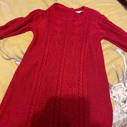 Worn once m&co knitted red dress from smoke and pet free home, carnt really see on picture but has red sparkly bits in wool, lovely dress just too small, excellent for this time of year
