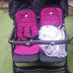 Very Good condition, comes with its original rain cover.

L80.5 x W30.5 x H98.5cm

Both seats can be adjusted individually and the seat liners can be removed for cleaning...

and they're also reversible (to Pink or Blue).

Collection only from Swanscombe DA10.