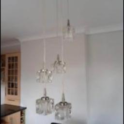 Hanging glass ceiling light fittings , good condition , 8 pounds each