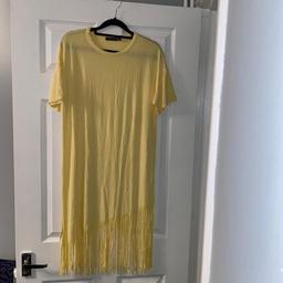 Pastel yellow dress with tassels. Uk size 8