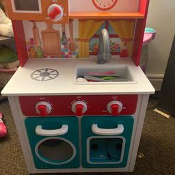 Kids play kitchen with accessories only played with once was 45 so selling cheep would make good Xmas present 