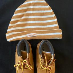 Timberland unused hat & shoes for new born.