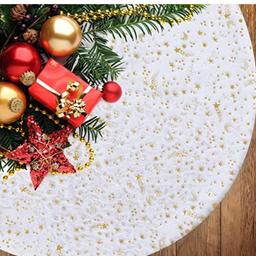BRAND NEW ONLY £10!!!
Christmas Tree Skirt, White Xmas Tree Skirt,48 Inch Tree Skirt with Gold Moon & Star Sequin for Christmas, Luxury Soft Faux Fur Tree Skirt for New Year Christmas Holiday Party Decoration