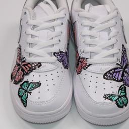 These Hand-painted custom Butterfly Baby Air Force 1’s are made with Leather Paint, with a Matte Finish to restore sneakers to their original Factory condition and give them that glossy look.
All our products are Sourced Directly from the following:
Nike or from a Nike Retailor and are 100% Authentic.
Please DO NOT use any products that contain Acetone as this will damage the paint.
- Any UK Sizes Available - welacedit.co.uk

From £60 depending on Size
UK sized from 10 kids to Adult Size 6
