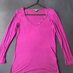 purple Armani exchange v neck T-shirt with button detail on the collar. never worn!