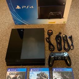 PlayStation PS4 500GB, 1 Sony DualShock 4 Controller, all cables, mono headset & 3 games included (Call of Duty Modern Warfare, Ghost Recon Breakpoint & Ghost of Tsushima)

Collection Only