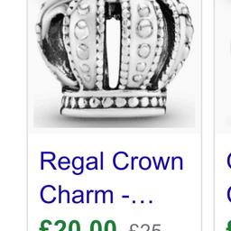Silver crown Pandora charm
Used in good condition 
Genuine 
 Comes with box no bag