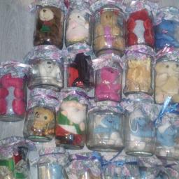 21 glass jars with small teddies , great for gifts or prizes for kids , £5 the lot