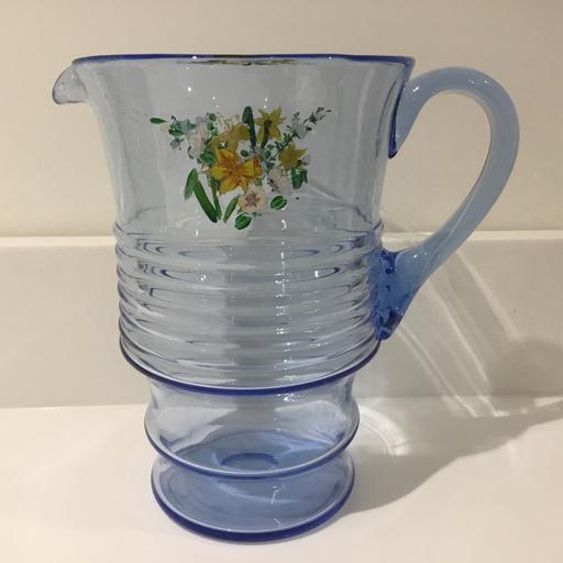 Buy & Sell Suffolk East Suffolk - Photos for Vintage Blue Glass Jug Hand Painted Design