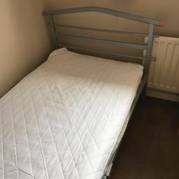 Silver single bed frame with out mattress in  good condition