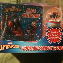 MARVEL SPIDERMAN BOX SET. BOOK AND SPIDEY GLOBE. SNOWGLOBE. SALE PRICE £5 DO PAYPAL POST AND DROP OFF FEW MILES SMALL COST DON'T MISS OUT LIMITED STOCK. MAKE LOVLEY CHRISTMAS PRESENT.