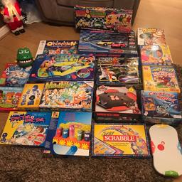 All games are in excellent condition:
Crocodile -push teeth to snap shut. £3 SOLD
Polar panic. £4 SOLD 
Pop to the shops. £4
Pass the bomb £5
Doctor doctor £3 SOLD
Tin can alley. £3 SOLD
Junior scrabble £5 SOLD 
Wobble board. - SOLD
Chomping shark. £4 SOLD
Bakugan battle £5 &9 bakugans. SOLD.
Mad lab £5
Huff and puff £5
Tumbling monkeys. £5 SOLD
Monkey madness £5 SOLD
Battle deck. Build cars and track £5 SOLD
Battle clash. £5
Operation £5 SOLD 
Red light green light £4. SOLD
Scalextric £8