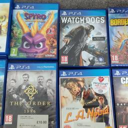 there are 2 dying light games available at £7 each 
spyro = £10
watch dogs=£3
borderlands 3 BRAND NEW= £10
far cry 4=£5
the order=£7
La noire= £8
advanced warfare=£5
crash bandicoot is also available for £15