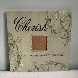 Heaven Sends Cherish A Moment photo wall art 51cm x 51cm or 20inch x 20inch Cherish writing in black,art pale green and taupe from smoke free pet free home