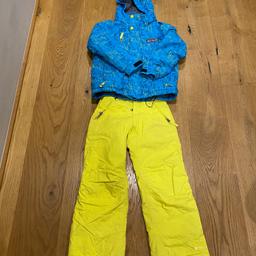 Ski Hose Protest gelb, Jacke blau Etirel , Gr 128 
Zustand gebraucht, gut
an der Färse leicht ausgefranst