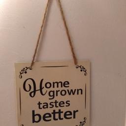 metal wall plaque
for kitchen diners 
good for homes cafes or bistros
excellent condition
with new tags on 
Around 8" x 8" square shaped 
25" long with rope hanging 
sold as seen 
more find or exchange 
collection or postage extra 
cash on collection