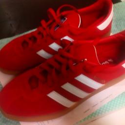 Adidas red with white stripe, good condition. Size 8 adult bargain £10 no lower Offer. Thank you