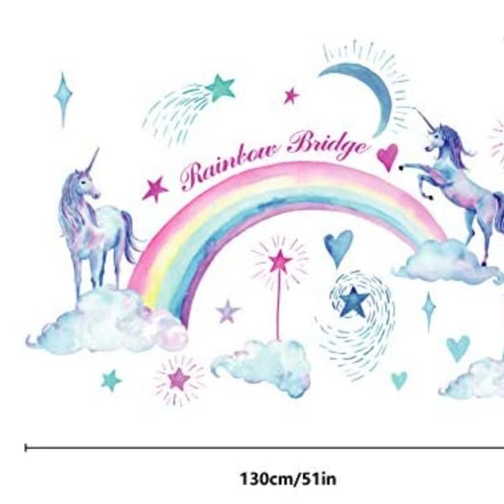 BRAND NEW 6.50
 Unicorn Wall Stickers Rainbow Stars Wall Decal Removable Wall Stickers for Bedroom Girls Baby Kids Room Nursery Birthday Party Decoration