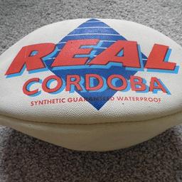 These are 2x Real Cordoba Synthetic Rugby Balls. They are white in colour and are Guaranteed Waterproof.

Both balls are unused but they have been in storage a while so may be a little dirty with a little colour loss in places.

I am happy to sell them together or separately. £5 each
