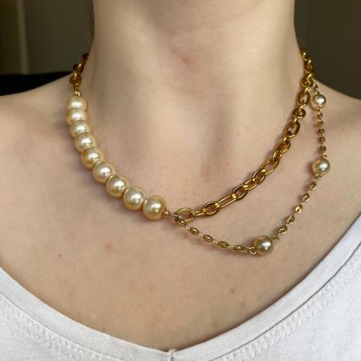 Buy & Sell Somerset North Somerset - Photos for Asymmetrical Chunky Faux Pearl Link Chain Nec