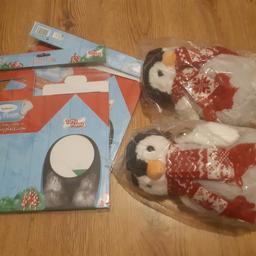 2 new soft Christmas penguin teddys with 2me to you teddy carriers ment for puppies but hey its Christmas 🤗