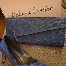 beautiful blue sparkling ladies bag n shoes size 38 (5)only worn few hour wedding from Roland Cartier sorry no post cash on collection x