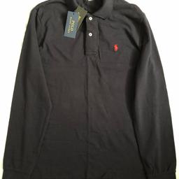 Brand new unworn with tags navy colour Ralph Lauren custom fit long-sleeve polo. Size medium.