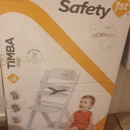 Safety 1st Timba Wooden Highchair, Adjustable Baby Highchair, 6 Months-10 Years, White