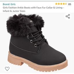 Black girls ankle boots with faux fur collar and lining

bought last Christmas and worn literally once
like new