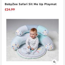 Currently £24.99 in Smyths. Selling for £15

Suitable from birth+

Features

Contents: Babyzee Safari Sit Me Up playmat, 2 tubes
2-in-1 baby nest and baby seat
Starts as a soft playmat with protective barrier
Converts to a supportive seat to help baby sit up
Colourful safari themed design
Padded mat for extra comfort
Dimensions: 95Lx95Wx20Hcm
