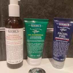 kiehls cream bought used only for 4 days but did not suit skin all 3 items are full and like new.

Calendula Deep Cleansing Foaming Face Wash - Used 4 times

Oil Eliminator 24-Hour Anti-Shine Moisturizer for Men - Used 4 times

Facial Fuel Energizing Moisture Treatment for Men - Used 2 times

spent over £90 on the 3 items