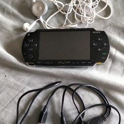 psp with charger lead but no plug, headphones, memory stick adaptor, 5 games excellent condition