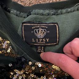 This genuine velvet green ,gold and  silver lipsy tracksuit is in perfect condition no sequins are missing at all ! Size S  8-10  !! ONLY post with Royal Mail