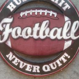 Wooden American football sign,I brought this over from USA, you cannot get these over here in the UK,ideal for man cave etc, you will be the only person with one of these in the UK.