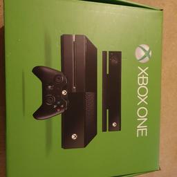 xbox one 500GB with controller and kinect in great working order but the shine has come off after having a skin cover on. comes with all its content from new and box 
