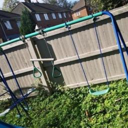 See-saw swing, gymnastics rings and swing seat. Great condition, only selling as kids hardly use it. Comes with spare swing seat
Dismantled and ready to collect from B29