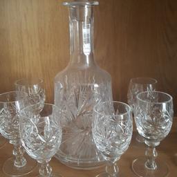 this is a lovely vintage sherry  style decanter with
6 cut crystal glasses
just been on display in my mums cabinet
not used
collection orpington