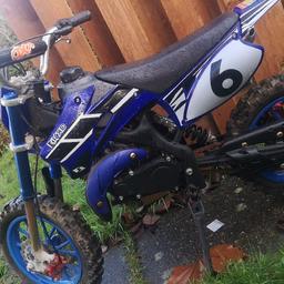 Great little mini moto very fast just needs a new string for the pull start £40